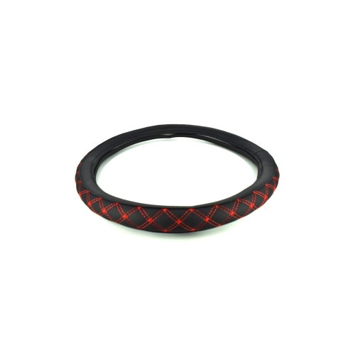 Husa volan imitatie piele marime M culoare negru+cusatura rosie Cod: C203