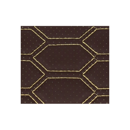 Material imitatie piele tapiterie hexagon cu gaurele maro/cusatura bej Cod:Y03MB