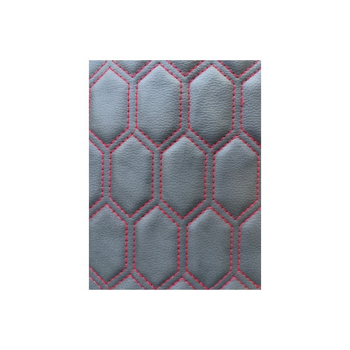 Material imitatie piele tapiterie hexagon negru /cusatura rosie Cod: Y06NR