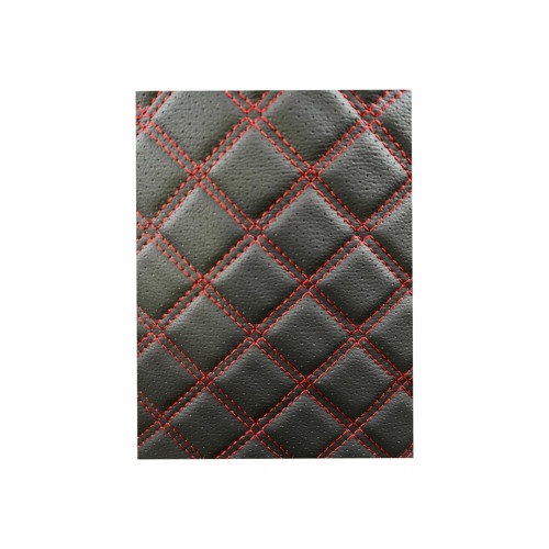 Material imitatie piele tapiterie romb cu gaurele negru/cusatura rosie Cod: Y02NR