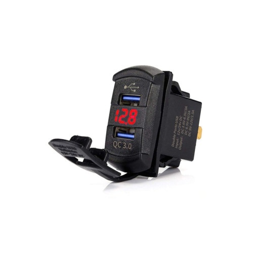 Mufa bord incarcator USB QC3.0 cu voltmetru 12-24V Cod: DS2057