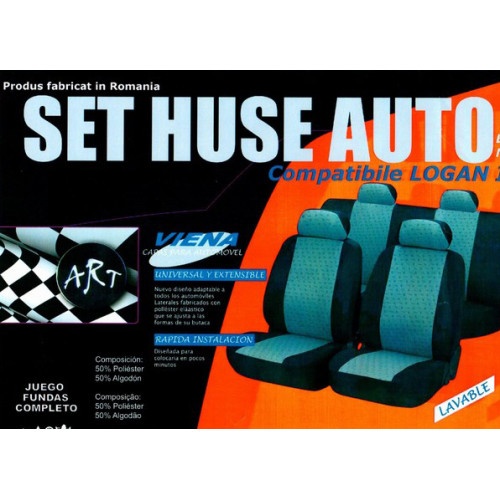Huse auto compatibile Logan III ACCES si ESENTIAL 2020-> hexagon cu gaurele negru/cusatura rosie