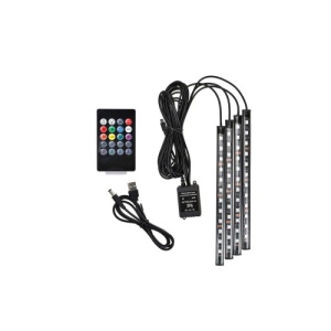 Kit interior LED 12 SMD RGB cu telecomanda si aplicatie BTT 22cm Cod: JS01-5V - Img 1