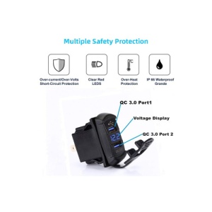 Mufa bord incarcator USB QC3.0 cu voltmetru 12-24V Cod: DS2057 - Img 3