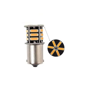 Set 2 becuri o faza T.V. BA15S 21SMD 12V 300 lumen lumina galbena Cod: HH014 - Img 3
