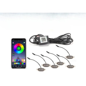 Set 6 lampi cu LED RGB 12V grila masca control prin aplicatie telefon,diverse jocuri de lumini sau lumina continua. Cod: 1110106/P6 - Img 1