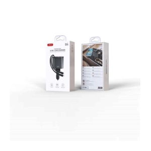 Incarcator auto XO SMART cu cabluri retractabile ,voltmeru, iesire USB-A si USB tip C Cod: XO-CC62 - Img 3