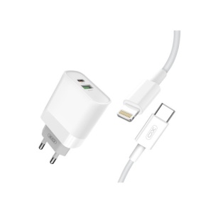 Incarcator retea USB/USB-C, Quick Charge QC3.0 20W cu cablu compatibil Lighting (Iphone ) Cod:XO-L64-NB113 - Img 1