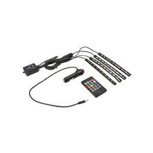 Kit lumini ambientale interior auto RGB LED 12V/6A cu telecomanda Cod: BK80028 - Img 1