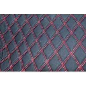 Material special pentru covorase auto romb negru / cusatura rosie. Cod: COV02NR - Img 1