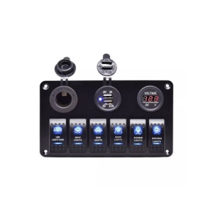 Panou cu voltmetru, USB, prizÄƒ 12V È™i 6 Ã®ntrerupÄƒtoare Cod: SP10 - Img 1