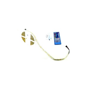 Rola banda 12V cu 1 rand LED SMD 5050 ALB si 1 rand LED SMD RGB 60led/m IP65 + telecomanda 40 taste - Img 1