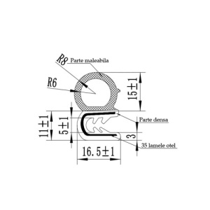 Rola cheder cauciuc universal cu insertie de metal, 10 metri Cod: FS-1334 - Img 3