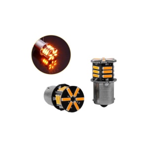 Set 2 becuri o faza T.V. BA15S 21SMD 12V 300 lumen lumina galbena Cod: HH014 - Img 4