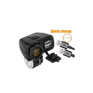 Voltmetru moto 12V cu termometru si mufa USB Cod: MC036 - Img 2