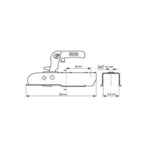 Cupla remorca 750 kg pentru ax patrat 70 mm Cod: 750J - Img 2