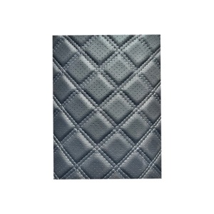 Material imitatie piele tapiterie romb cu gaurele negru/cusatura bej Cod: Y02NB - Img 1
