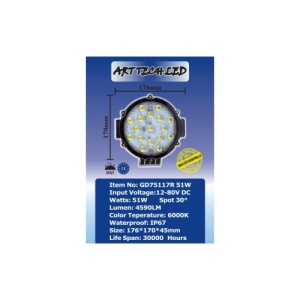 Proiector LED 51W, 12-24V Cod: GD75117R - Img 3
