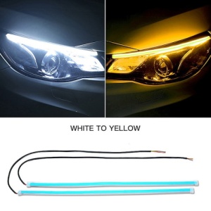 Set banda DRL LED 30 cm cu functie de semnalizare flow lumina alba + semnalizare galbena 12V Cod: SPT301504WAF12 - Img 1