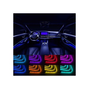 Banda LED lumini ambientale auto 12V, 9W cu telecomanda, control muzical 4x22cm RGB Breckner Germany Cod: BK79085 - Img 1
