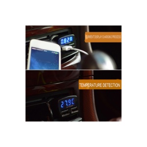 Incarcator auto 3 in 1: voltmetru, termometru si incarcator cu 2 porturi USB Cod: PG281 - Img 3