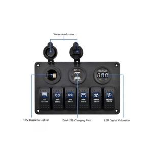 Panou cu voltmetru, USB, prizÄƒ 12V È™i 6 Ã®ntrerupÄƒtoare Cod: SP10 - Img 2