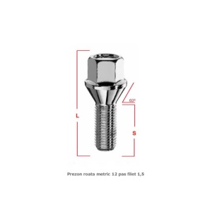 Prezoane pentru jante de aluminiu, M14x1,5 mm, cu con drept, lungime 28 mm, cap cheie 17 Cod: B153 - Img 5