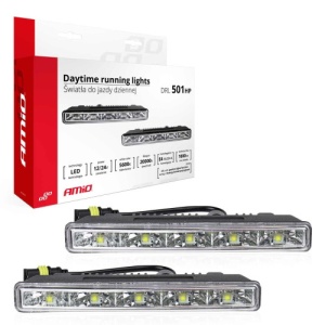 Set 2 proiectoare DRL 12/24V, 5 LED-uri, DRL501HP Amio Cod: 01520 - Img 1