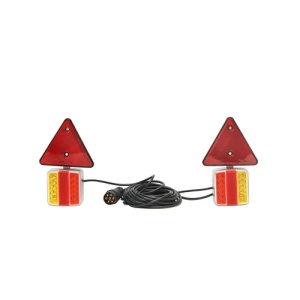 Set lampi LED magnetice cu triunghiuri reflectorizante pentru remorca, fisa 7 pini, cablu 2,5m, cablu fisa 7,5 m Cod: BK98483 - Img 1