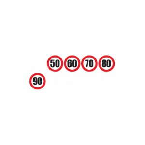 Abtibild reflectorizant limita viteza pentru camion â€“ 50, 60, 70, 80, 90, 100 km/h â€“ diametru 18.8 cm