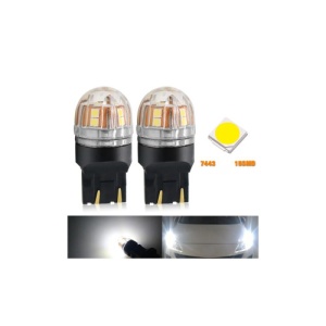 Bec 2 faze T20 7443 W21/5W 15SMD 2835 12V CANBUS nonpolar 320 lumen Lumina alba Cod: SPT15-7443-W - Img 1