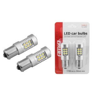 Bec Led Canbus 24SMD 3030 1156 (P21W) White 12V/24V Amio Cod: 01445 - Img 1