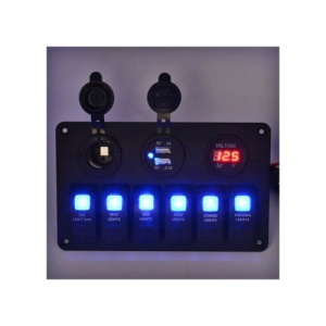 Panou cu voltmetru, USB, prizÄƒ 12V È™i 6 Ã®ntrerupÄƒtoare Cod: SP10 - Img 3