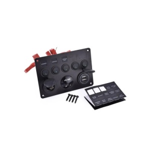 Panou de comutatoare cu prizÄƒ, voltmetru, 5 Ã®ntrerupÄƒtoare È™i port USB 12V 20A Cod: SPA37 - Img 2