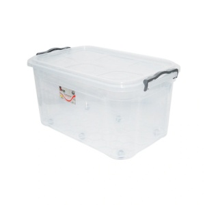 Cutie depozitare 50L cu capac si roti din plastic transparenta Cod:DISLK04 - Img 3