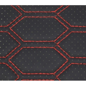 Huse auto compatibile Logan III CONFORT 2020-> hexagon cu gaurele negru/cusatura rosie - Img 2