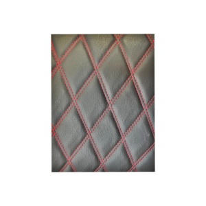 Material imitatie piele tapiterie romb negru/cusatura rosie 1,5mx1m Cod: Y01NR - Img 1