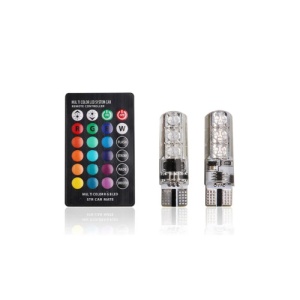 Bec T10 RGB cu telecomanda frecventa IR â€“ T10, 6 LED SMD 5050 RGB 12V Cod: HH027 - Img 1