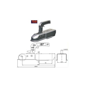 Cupla remorca 750 kg pentru ax patrat 60 mm Cod:750I - Img 2