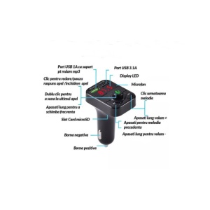 Modulator MP3 auto cu funcÈ›ie handsfree È™i Bluetooth pentru 12V Cod: X3 Bluetooth - Img 4