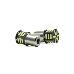 Set 2 becuri o faza T.V. BA15S 21SMD 12V 300 lumen lumina alba Cod: HH013 - Img 1