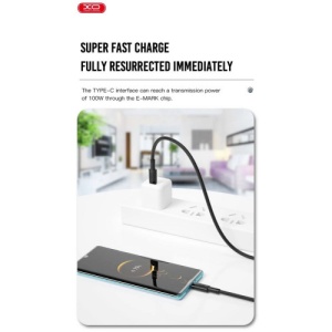 Cablu pentru incarcare 100W Quick Charge si transfer date Type-C la Type-C 1,5 metri COD: XO-Q199 - Img 2