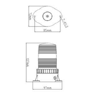 Girofar omologat U.E. cu 24 SMD 5730 12-24V lumina portocalie. COD:ART-HD005 - Img 2