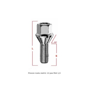 Prezoane pentru jante de aluminiu, M14x1,5 mm, cu con drept, disponibile in diferite lungimi, cap cheie 17 - Img 4
