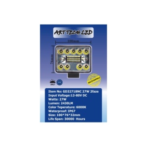 Proiector LED 27W 2 faze 12/24V Cod: GD32718NC - Img 2