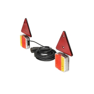 Set lampi LED magnetice cu triunghiuri reflectorizante pentru remorca, fisa 7 pini, cablu 2,5m, cablu fisa 7,5 m Cod: BK98483 - Img 3