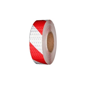 Banda reflectorizanta tip fagure culoare Alba-Rosie 5cmx25m Cod: CH-02R/W - Img 1