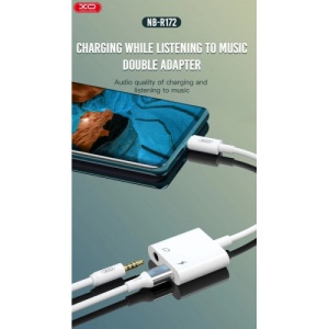 Cablu adaptor 2 in 1: incarcare + jack 3,5mm compatibil Lighting (Iphone) COD:XO-NB-R172B - Img 1