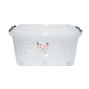 Cutie depozitare 50L cu capac si roti din plastic transparenta Cod:DISLK04 - Img 1