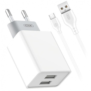 Incarcator retea USB 2.4A cu cablu Micro USB Cod:XO-L65-NB103B - Img 1